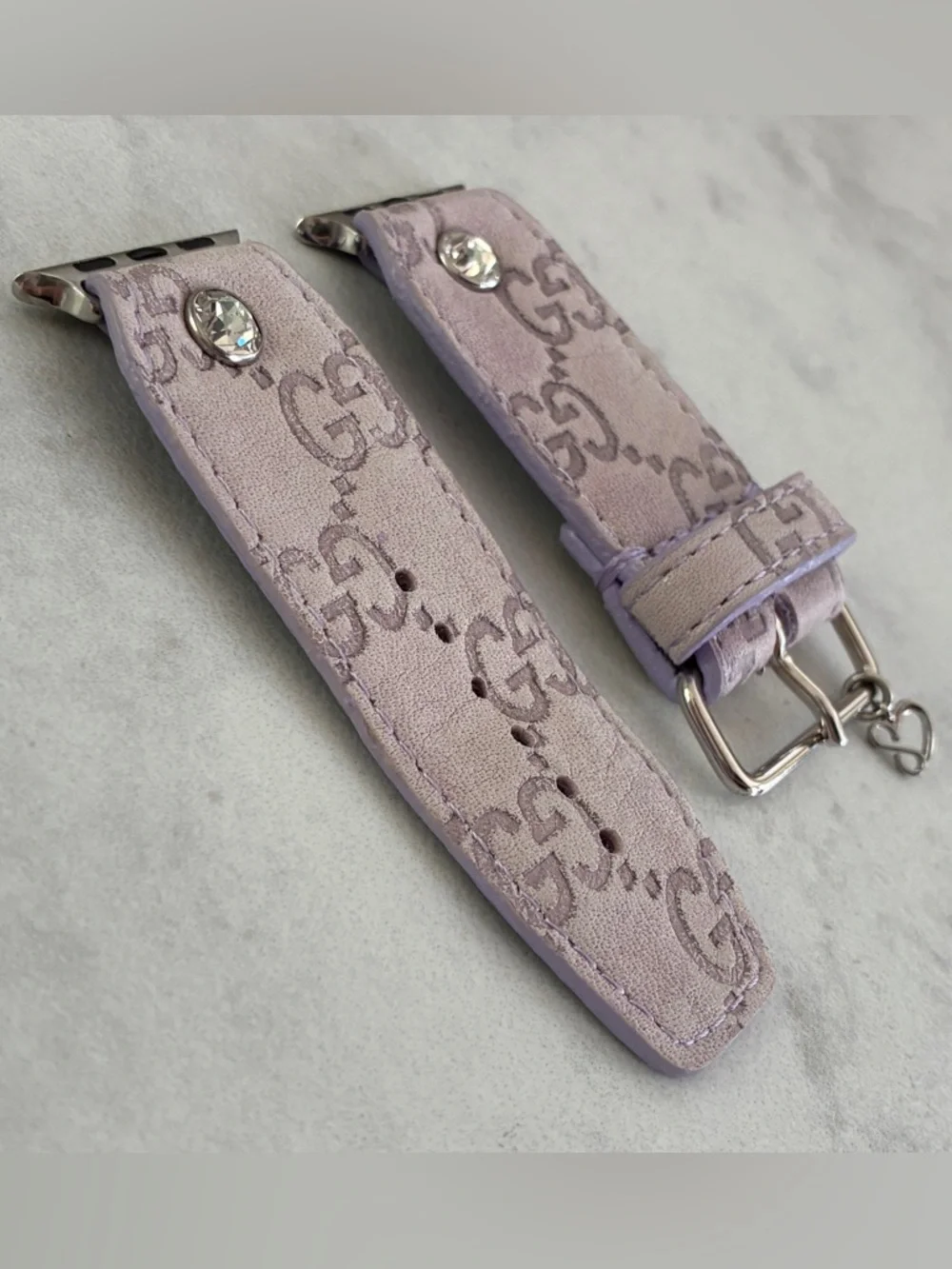 DITMCO. Authentic Upcycled GG Lavender Apple Watch Band - Size Alpha, 38-41mm - Picture 4 of 5